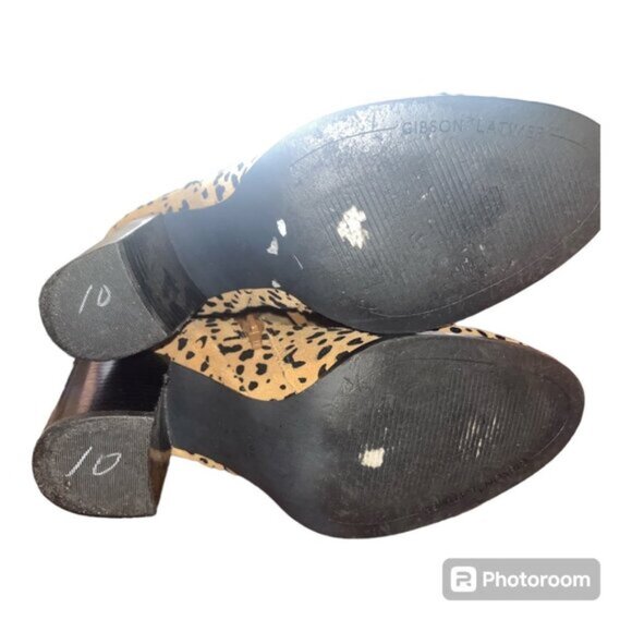 Gibson Latimer Lessonii Cheetah/Leopard Suede Block Heel Boots Size 8.5 - Picture 6 of 6